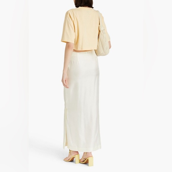 LOULOU STUDIO GUPO CROPPED PIMA COTTON T SHIRT BUTTER YELLOW PASTEL - Picture 3 of 9